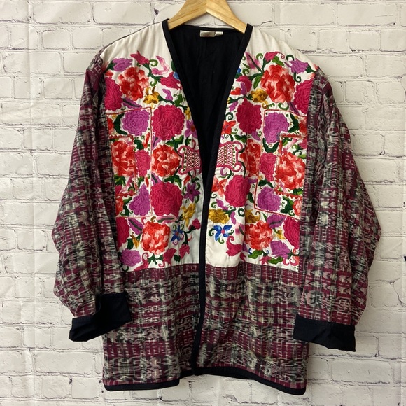 Vintage James Halbert Jacket S M Floral Handwoven - Picture 2 of 7